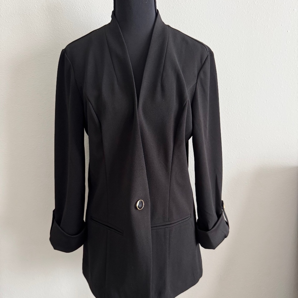 Dress Barn Black Women's Blazer with Leopard Lining; Medium